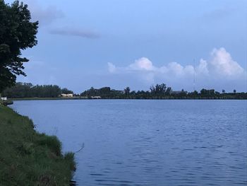 Scenic view of lake against sky