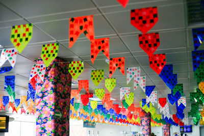 Close-up of multi colored umbrellas