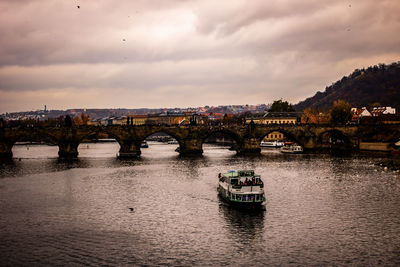 Bridge over river against sky