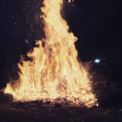 Close-up of bonfire at night