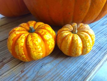 Close-up of pumpkins on table