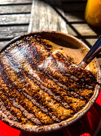High angle view of food on table