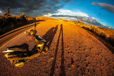 Panoramic view of field against sky