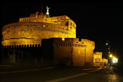 Illuminated building at night