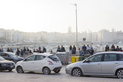 View of people in city