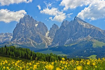 Scenic view of mountains against sky