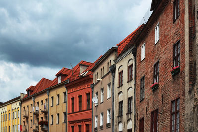 Low angle view of street buildings in old  city