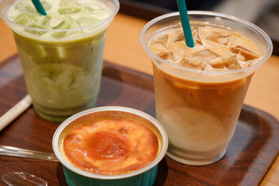 Close-up of drink served on table