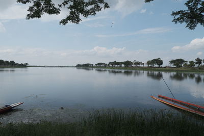 Scenic view of lake against sky