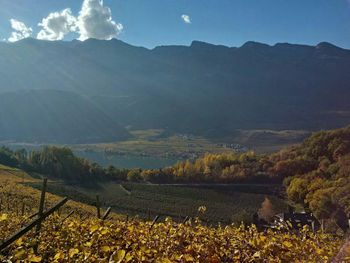 Scenic view of mountains against sky