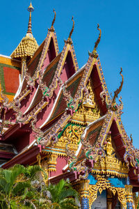 Low angle view of traditional building against clear sky