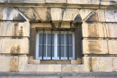 Low angle view of window on building