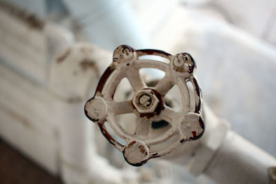 Close-up of metal valve of pipe