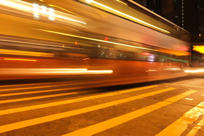 Light trails on road at night