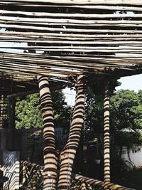 Low angle view of trees against building