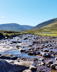 Scenic view of stream against clear sky