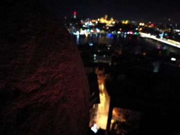 Close-up of illuminated city at night