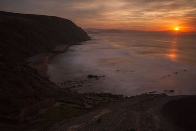 Scenic view of beach during sunset