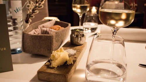 Close-up of drinks on table