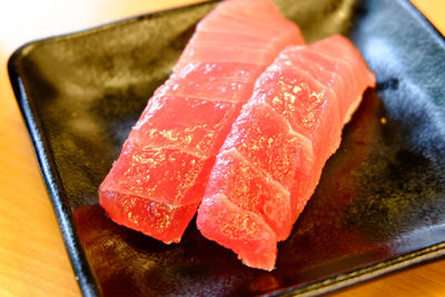 Close-up of sushi on plate