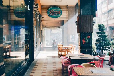 Empty chairs in restaurant