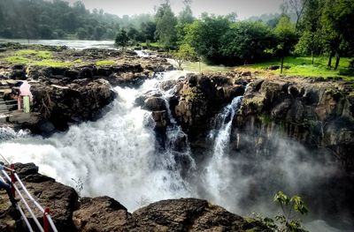 Scenic view of waterfall