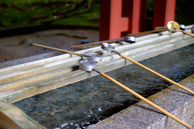 Close-up of cross in temple