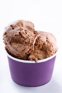 Close-up of ice cream over white background
