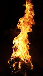 Close-up of fire in the dark