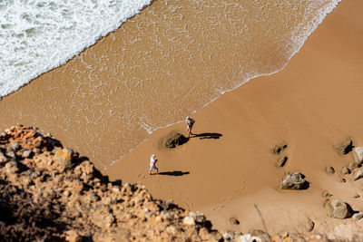 High angle view of people on beach