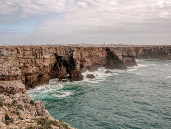 Cliffs in sagres. algarve, portugal.