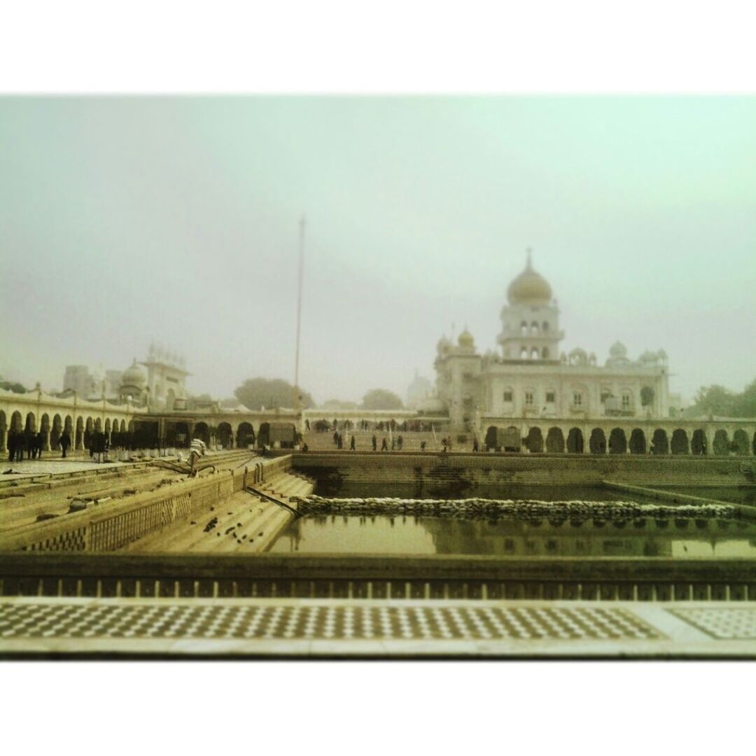 transfer print, architecture, built structure, auto post production filter, building exterior, sky, connection, clear sky, travel destinations, famous place, railing, bridge - man made structure, day, copy space, international landmark, history, travel, tourism, no people, outdoors