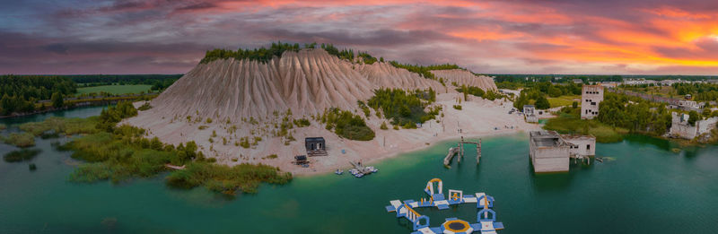 Abandoned quarry for extraction of limestone. beautiful nature, attraction in estonia.