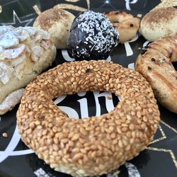 High angle view of bread on table