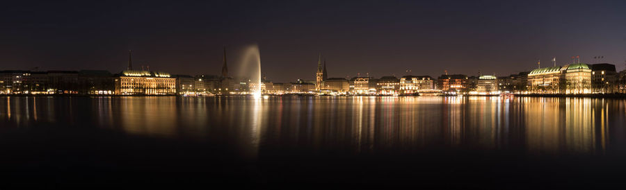 City lit up at night