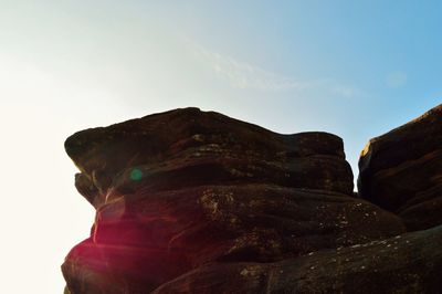 Low angle view of rock formations