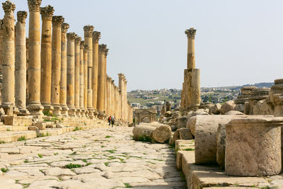 View of old ruins against clear sky