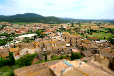 High angle view of townscape against sky