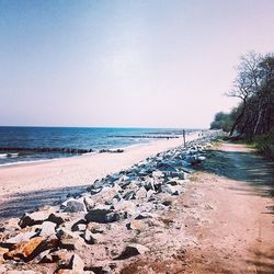 Scenic view of sea against clear sky