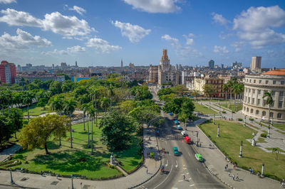 High angle view of city