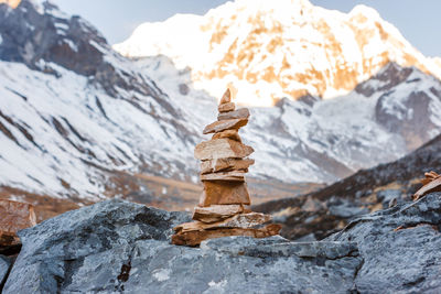 Scenic view of mountain against sky during winter