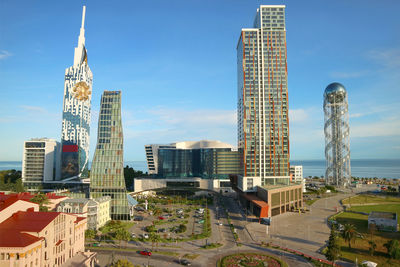 Modern buildings in batmi city against blue sky