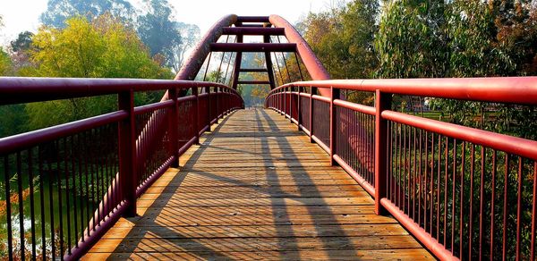 Empty footbridge in park