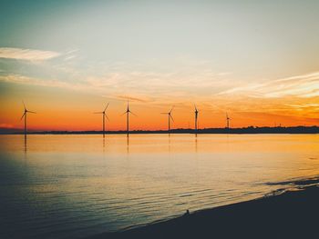 Scenic view of calm sea at sunset