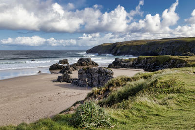 Scenic view of beach against sky