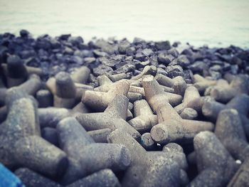 Close-up of pebbles on beach