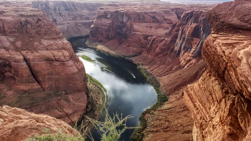 High angle view of river in a canyon