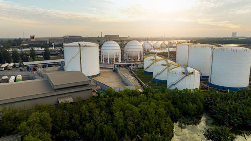 High angle view of buildings in city