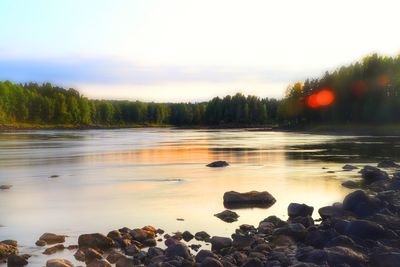 Scenic view of lake against sky