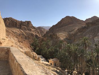 Scenic view of mountains against clear sky